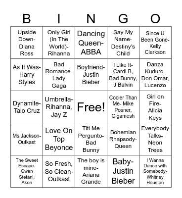 S I N G O  B I N G O Bingo Card