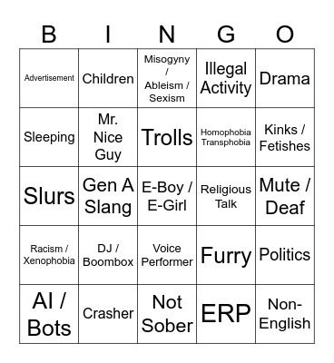 VRChat Public Bingo Card
