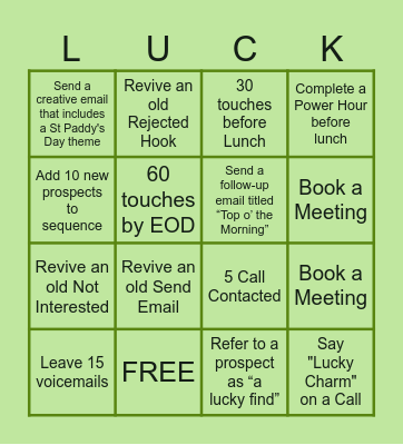St Paddy's Day SDR Bingo Card