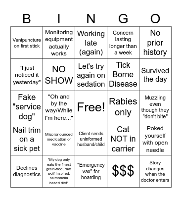 Vet Med BINGO! St. Patty's Day Bingo Card