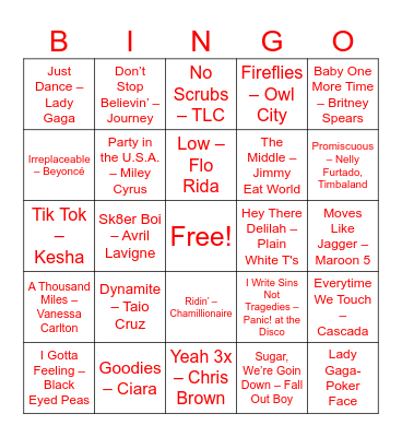 Round 1: Easy Crowd Pleasers Bingo Card