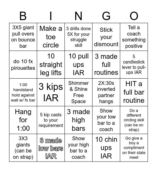 Sparkle Day Bingo Card