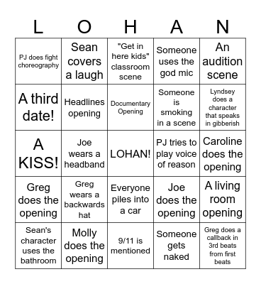 LOHAN BINGO Card
