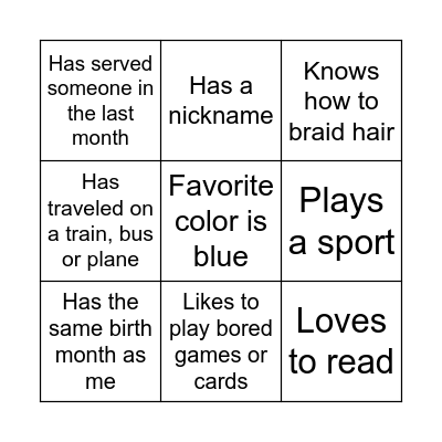 Friendship Bingo 2 Bingo Card