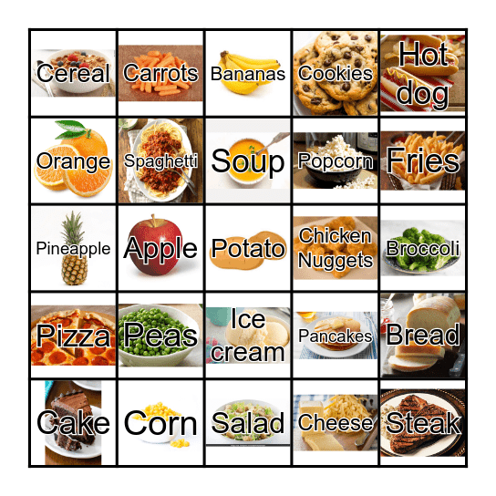 Food Bingo Card