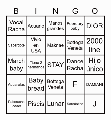 HyunI.N Bingo Card