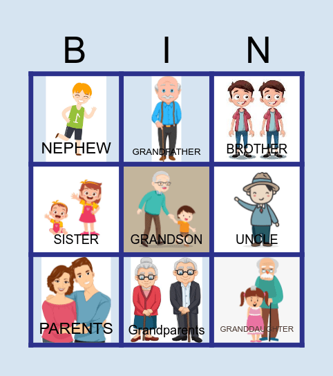 FAMILY MEMBERS Bingo Card