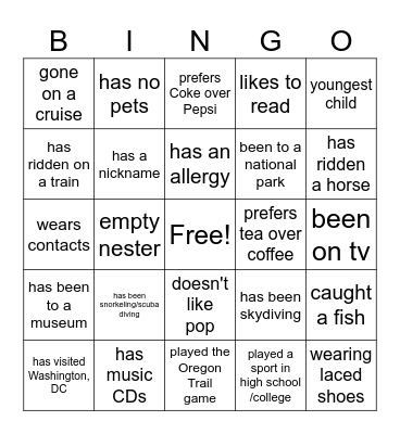 Get to Know Your PC Coworkers Bingo Card