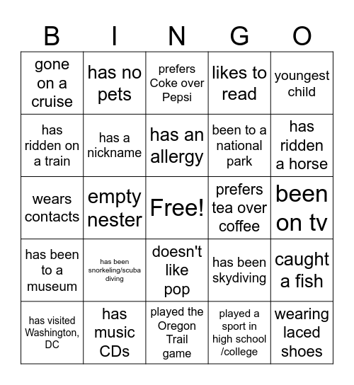Get to Know Your PC Coworkers Bingo Card