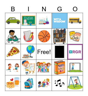 My Day at School Bingo Card
