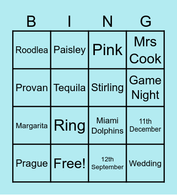 Lauren's Hen Party Bingo Card
