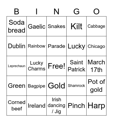 St Patrick's Day! Bingo Card