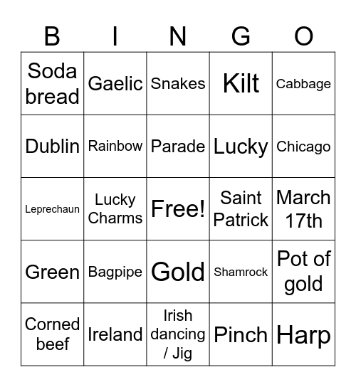 St Patrick's Day! Bingo Card