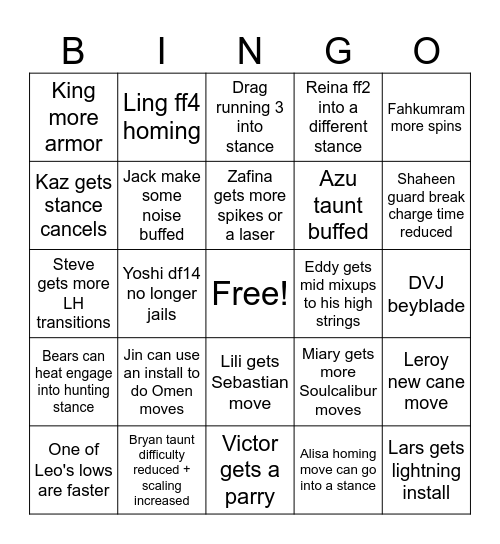 Back to Basics Bingo Card
