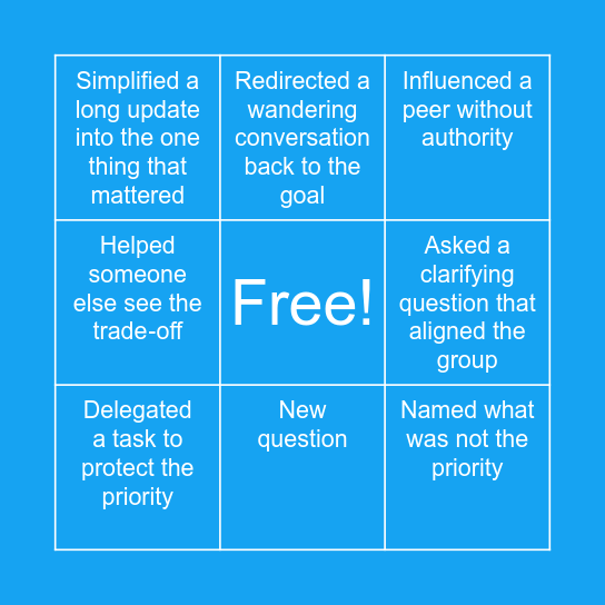 Work Lead Bingo Card