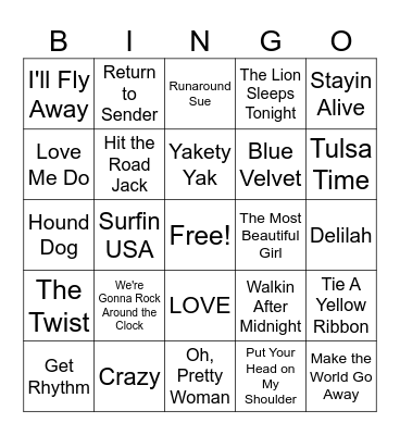 Music Bingo Blast Bingo Card