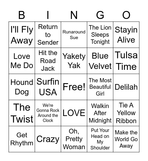 Music Bingo Blast Bingo Card