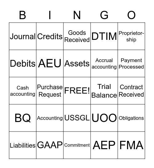 Objectives 1 & 2 Bingo Card