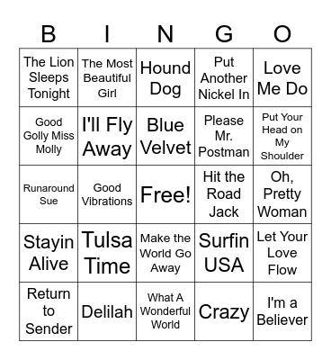 Music Bingo Blast Bingo Card
