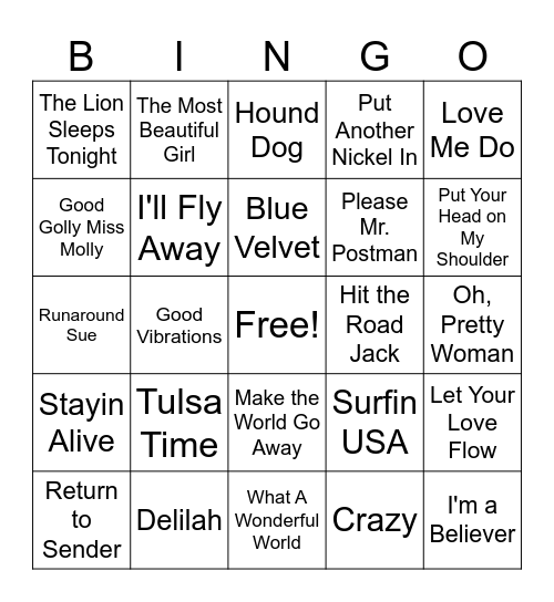 Music Bingo Blast Bingo Card