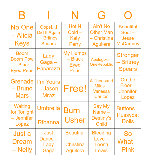 Round 2: Pop Kings & Queens Bingo Card