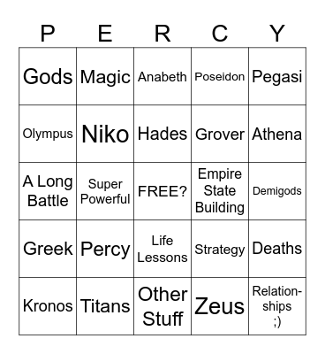 PERCY JACKSON Bingo Card