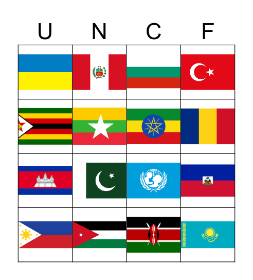 UNICEF Flag Bingo Card
