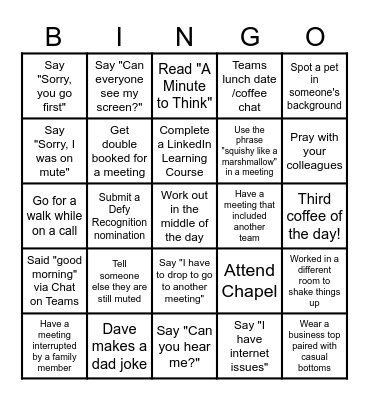 Church and Corporate Partnerships Bingo Card
