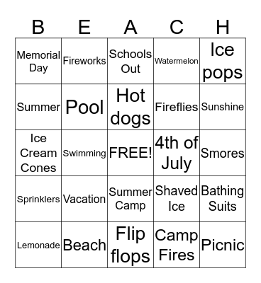 Summer Bingo Card