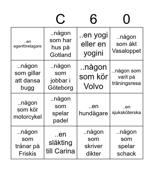 Hitta Bingo Card