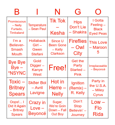 Round 1: Easy Crowd Pleasers Bingo Card