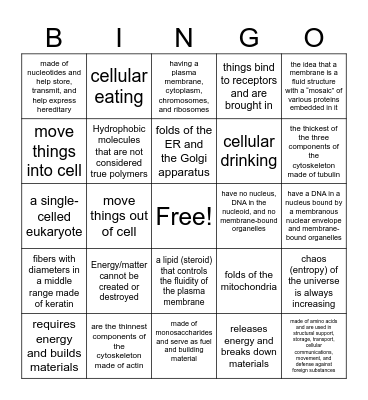 Review bingo from chapters 6-8 Bingo Card