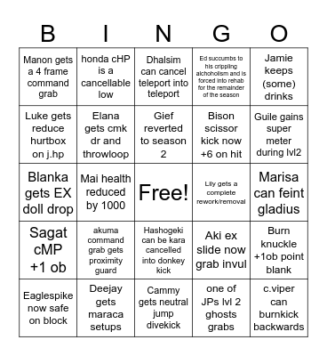 SF6 Nightmare Bingo Card