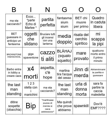 PHASMO SETTIMANAL BINGO # 2 Bingo Card