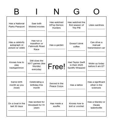 Woodwell Staff Retreat 2026 Bingo Card