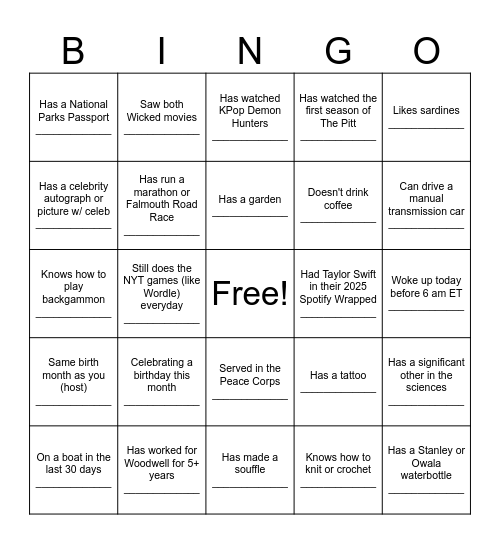 Woodwell Staff Retreat 2026 Bingo Card