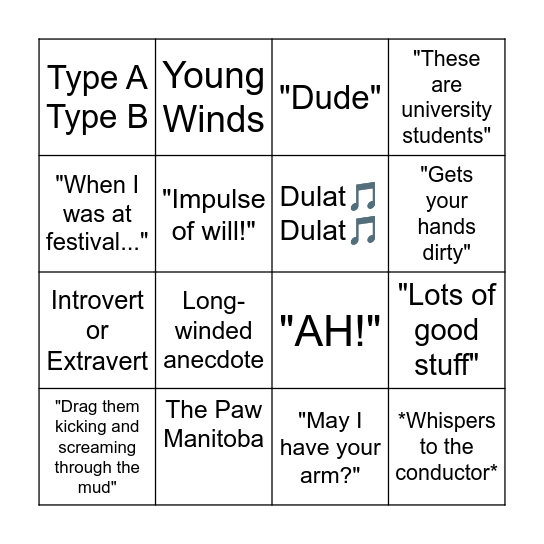 Conducting Bingo Card