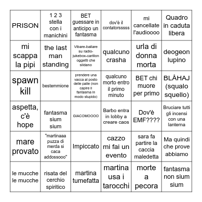 PHASMO SETTIMANAL BINGO # 3 Bingo Card
