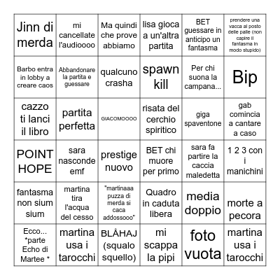PHASMO SETTIMANAL BINGO # 4 Bingo Card