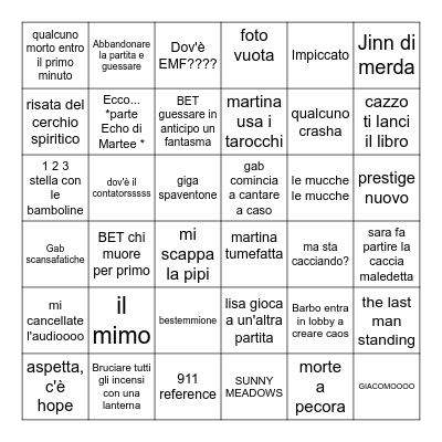 PHASMO SETTIMANAL BINGO # 6 Bingo Card