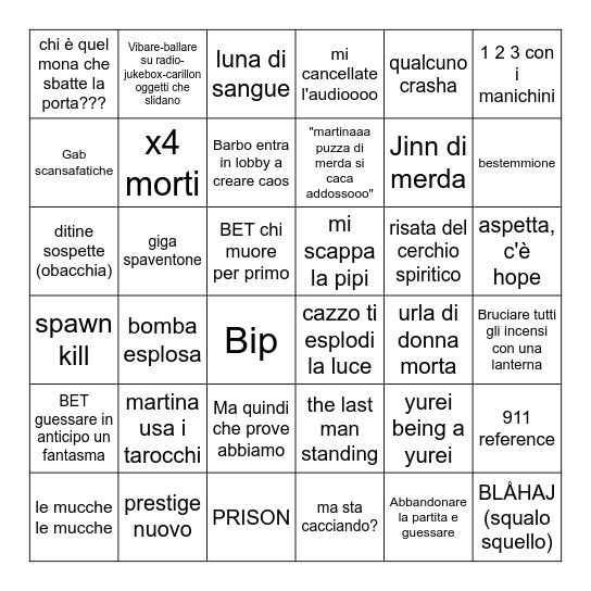 PHASMO SETTIMANAL BINGO # 7 Bingo Card