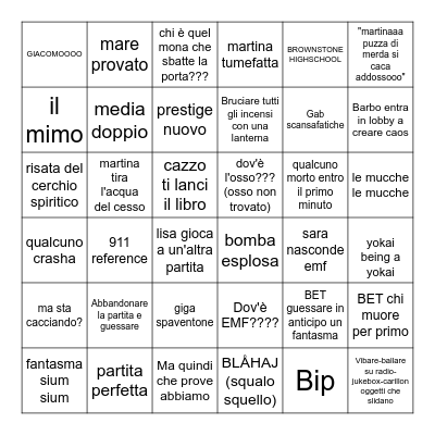 PHASMO SETTIMANAL BINGO # 8 Bingo Card