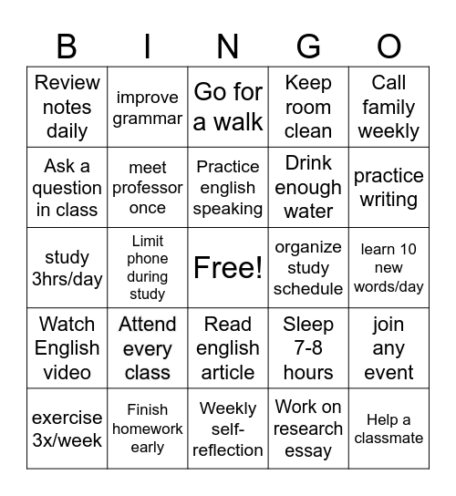 Untitled Bingo Card