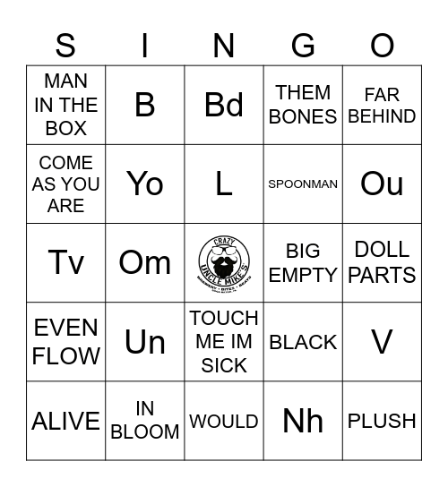 Get Grunge! Bingo Card