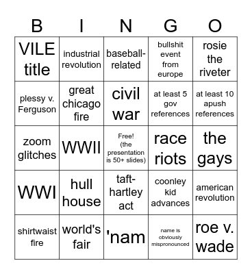 history fair awards Bingo Card