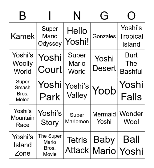 Imp Yoshi (Round 1) Bingo Card