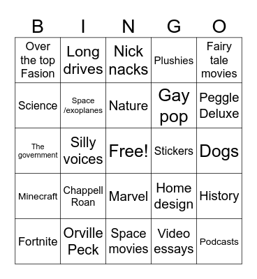 Duckellah's Thingys Bingo Card
