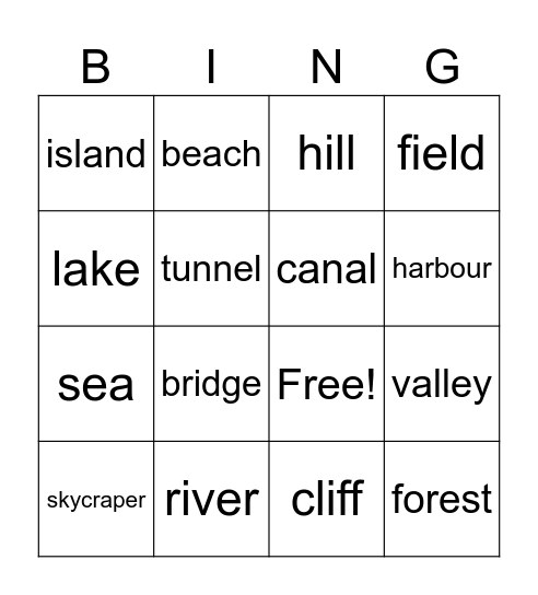 Vocab Bingo Card