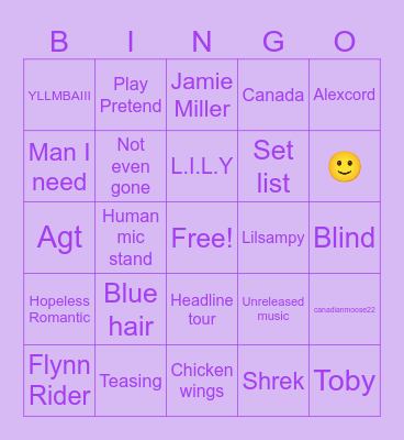 2000 Sampstans Bingo Card