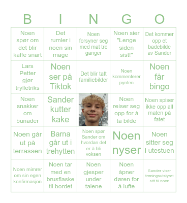 Konfirmasjonsbingo Card